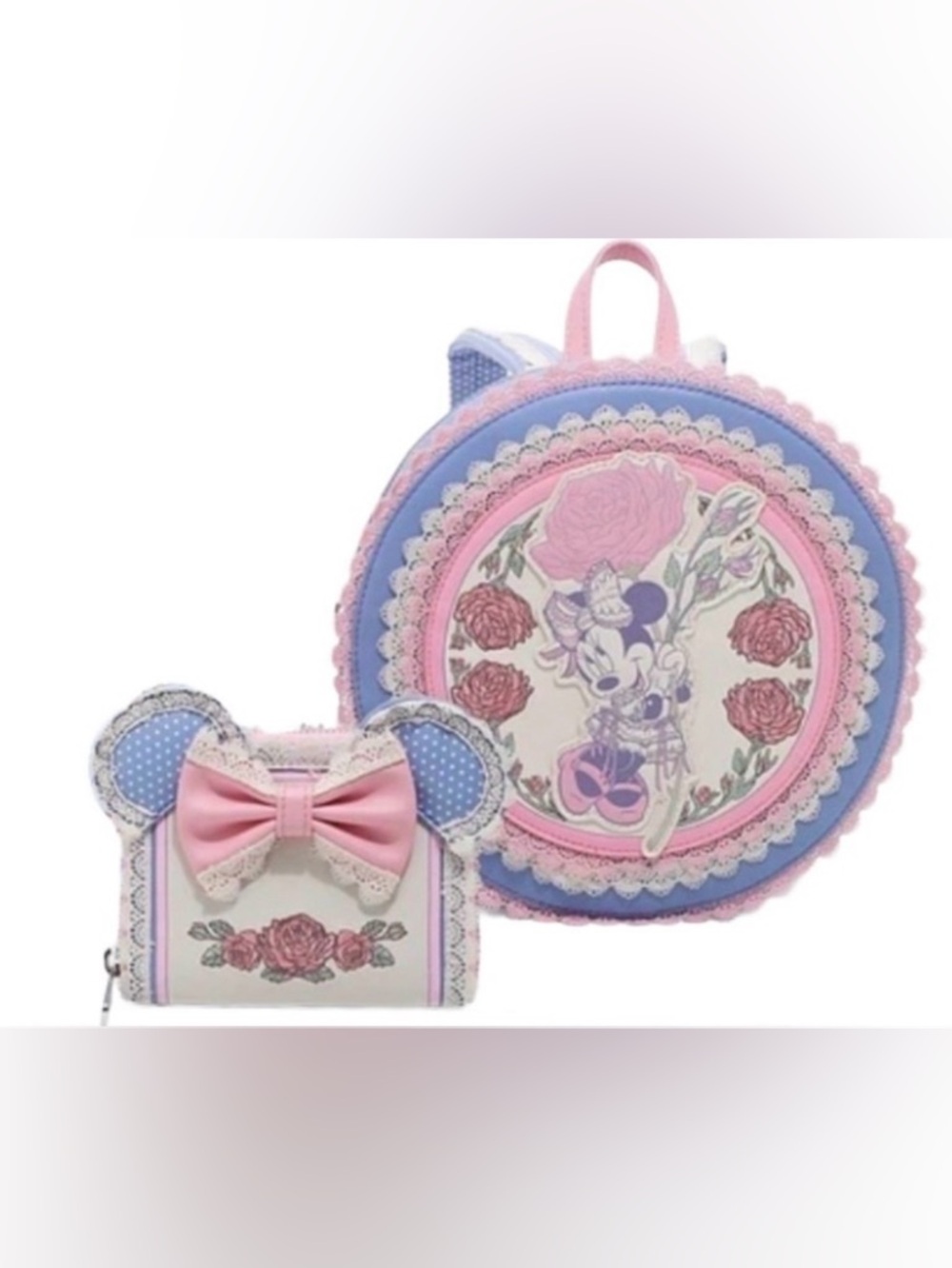 Disney Minnie Mouse Backpack and Wallet Set - Pink and Blue